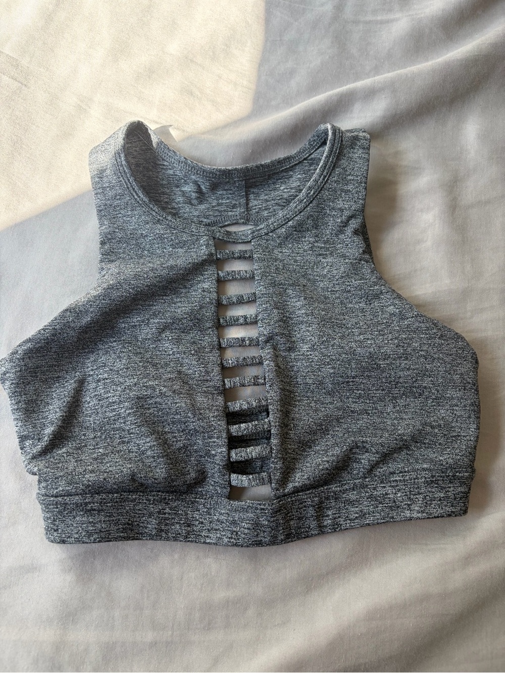 Forever 21 Gray Strappy High-Neck Crop Top